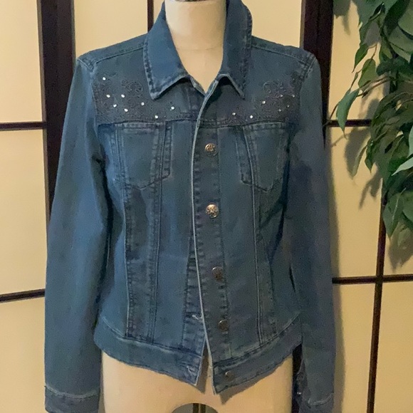 Embellished Jean Jacket New/Tags - Picture 1 of 5